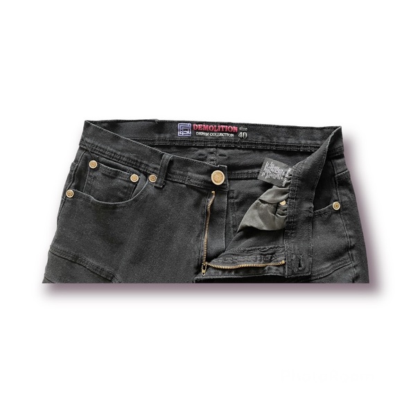 MEN’S BLACK DEMOLITION DENIM JEANS - SIZE 40 - Picture 3 of 8